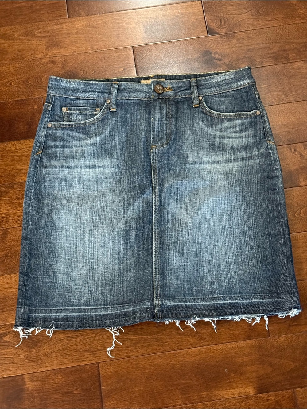See Thru Soul Distressed Blue Denim Mini Skirt